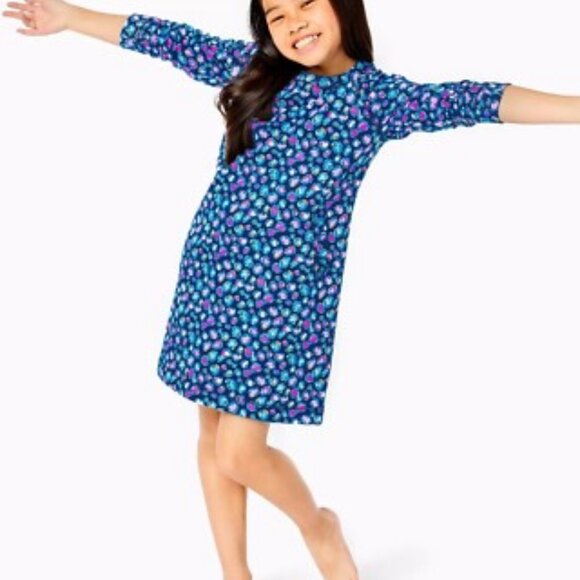 NWOT Lilly Pulitzer Girl Mini Beachcomber Dress Seabreeze Blue Low Tide Navy XL - Picture 1 of 2